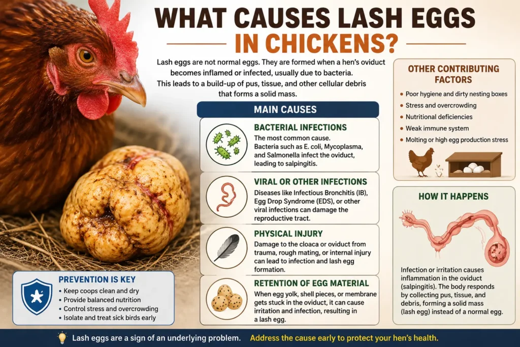 What Causes Lash Eggs in Chickens