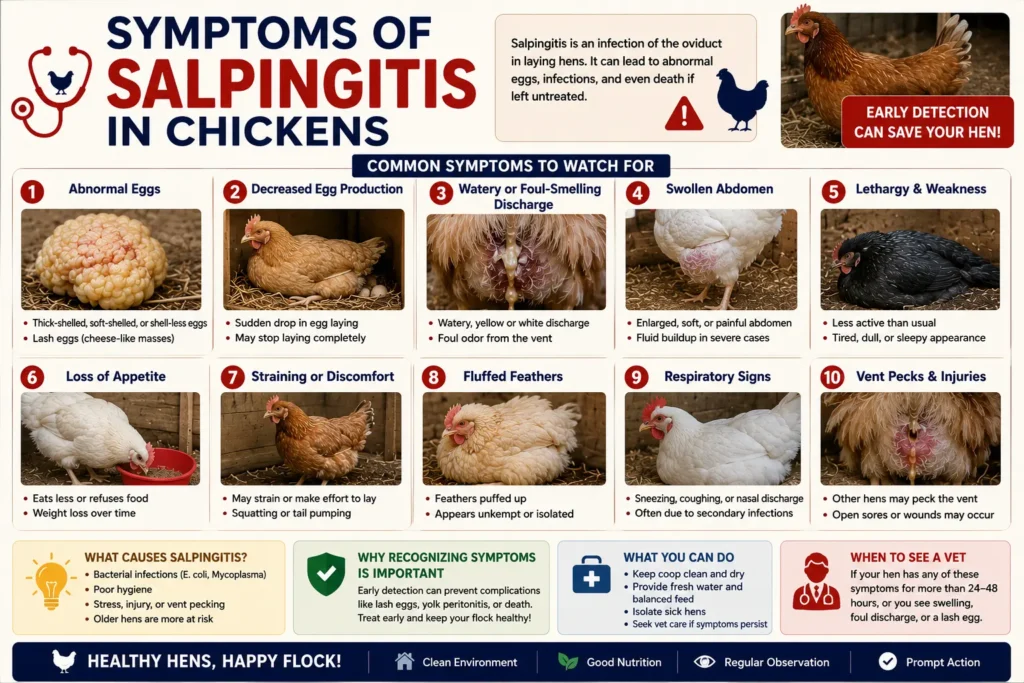 Symptoms of Salpingitis in Chickens